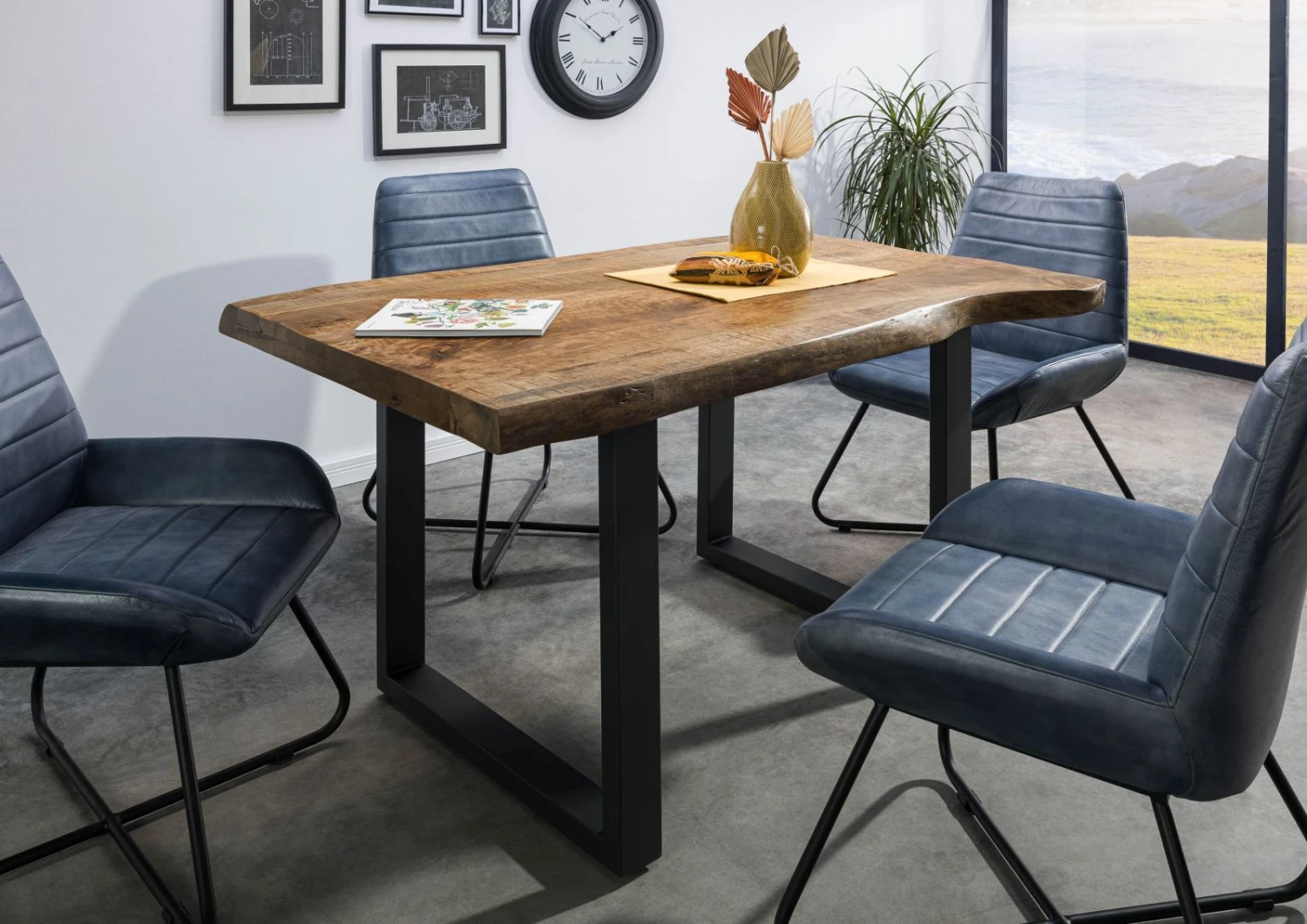 FREEFORM 5 Tavolo Da Pranzo In Legno Di Mango - Verniciato Natur / Gambe In Ferro U Antracite Matt 160x90 3 FREEFORM 5 Tavolo Da Pranzo In Legno Di Mango - Verniciato Natur / Gambe In Ferro U Antracite Matt 160x90