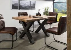 FREEFORM 5 Tavolo Da Pranzo In Legno Di Mango - Verniciato Natur / Gambe In Ferro X Antracite Matt 140x90