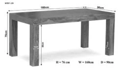 Tavolo Da Pranzo In Legno Di Sheesham / Palissandro 160x90x76 Miele Laccato METRO LIFE #170 -Massivmoebel24 09 106 520 1070 8