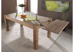 Tavolo Da Pranzo Con Allunge In Legno Di Sheesham / Palissandro 180-26x90x76 Grigio Scuro Oliato NATURE GREY #305 -Massivmoebel24 09 106 550 1015 2