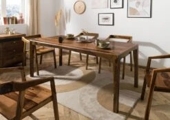 ANCONA #214 Tavolo Da Pranzo In Legno Di Sheesham - Laccato / Marrone Scuro 140x85x77 -Massivmoebel24 09 106 699 2016 03 1