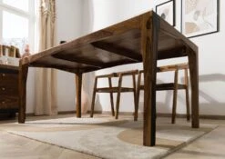 ANCONA #216 Tavolo Da Pranzo In Legno Di Sheesham - Laccato / Marrone Scuro 160x85x77 -Massivmoebel24 09 106 699 2016 04