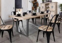 Tavolo Da Pranzo In Legno Di Mango 180x90x76 Sbiancato Laccato RAILWAY #307