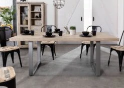 Tavolo Da Pranzo In Legno Di Mango 180x90x76 Sbiancato Laccato RAILWAY #307 -Massivmoebel24 09 106 772 2009 3