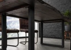 FREEFORM 5 Tavolo Da Pranzo In Legno Di Acacia - Laccato Marrone /gambe In Ferro - Antracite Mat 180x90x77 -Massivmoebel24 09 106 824 1202 6