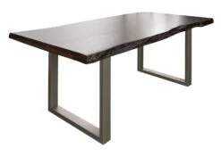 FREEFORM 5 Tavolo Da Pranzo In Legno Di Acacia - Laccato Marrone / Gambe In Ferroferro - Argento Mat 220x100x77 -Massivmoebel24 09 106 824 1902 9 1