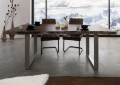 FREEFORM 5 Tavolo Da Pranzo In Legno Di Acacia - Laccato Grigio / Gambe In Ferro - Argento Mat 220x100x77 11 FREEFORM 5 Tavolo Da Pranzo In Legno Di Acacia - Laccato Grigio / Gambe In Ferro - Argento Mat 220x100x77 -Massivmoebel24 09 106 824 2902 3
