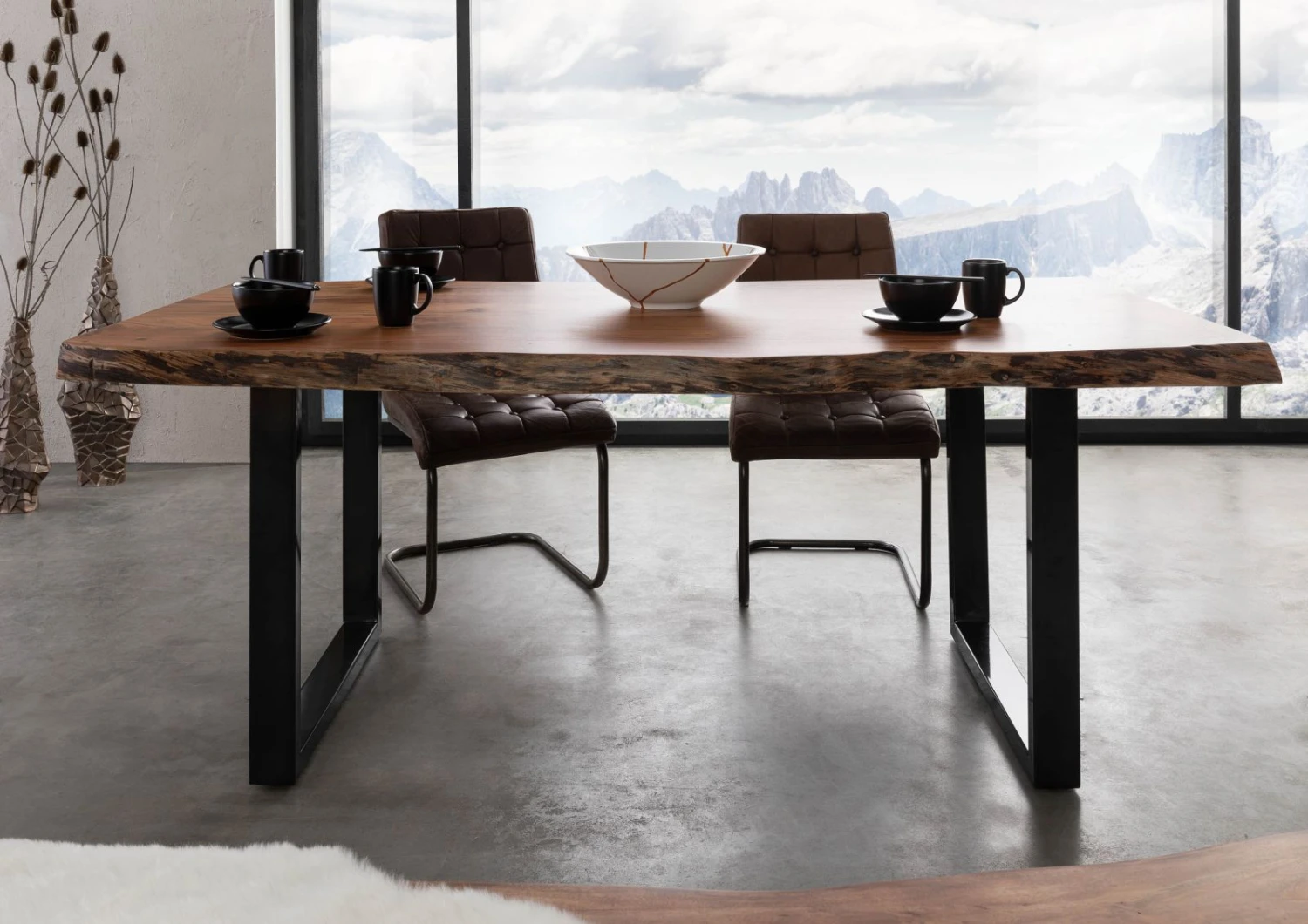 FREEFORM 5 Tavolo Da Pranzo In Legno Di Acacia - Laccato Natur /gambe In Ferro - Antracite Lucido 160x90x77 FREEFORM 5 4 FREEFORM 5 Tavolo Da Pranzo In Legno Di Acacia - Laccato Natur /gambe In Ferro - Antracite Lucido 160x90x77 FREEFORM 5 - immagine 2