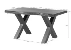 Tavolo Da Pranzo In Legno Acacia - Laccato Grigio / Ferro X - Antracite Lucido 160x90x77 FREEFORM 5 -Massivmoebel24 09 106 824 9112 8