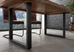 FREEFORM 5 Tavolo Da Pranzo In Legno Di Acacia - Laccato Natur /gambe In Ferro - Antracite Mat 160x90x77 -Massivmoebel24 09 106 824 9203 6