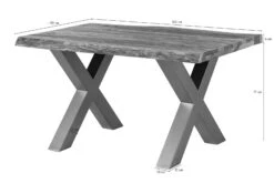 FREEFORM 5 Tavolo Da Pranzo In Legno Di Sheesham - Sabbiato Natur / Gambe In Ferro X Antracite Matt 160x90 -Massivmoebel24 09 106 834 2112 8 1