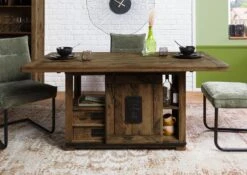 Esstisch Mango 160x80x76 Braun Lackiert RAILWAY #4103 -Massivmoebel24 09 108 772 3116 03