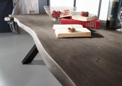 Tavolo Da Pranzo In Legno Di Acacia 180x100x76 Grigio Scuro Laccato IRON LABEL #115 -Massivmoebel24 09 108 820 0015 5