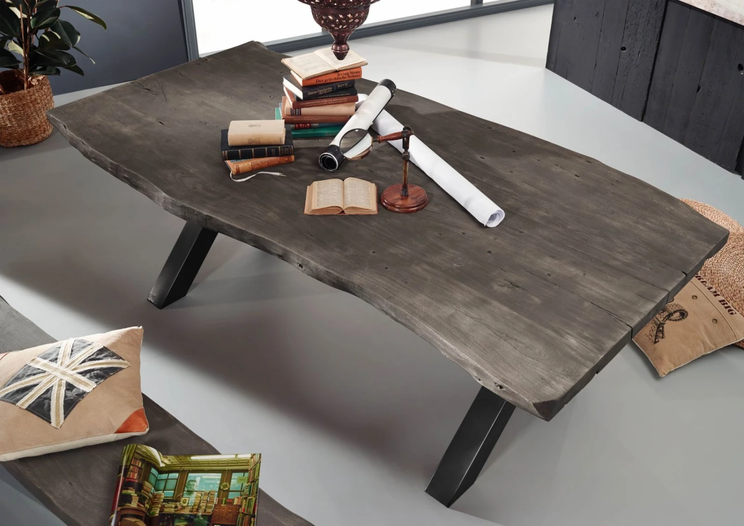 Tavolo Da Pranzo In Legno Di Acacia 220x110x76 Grigio Scuro Laccato IRON LABEL #177 4 Tavolo Da Pranzo In Legno Di Acacia 220x110x76 Grigio Scuro Laccato IRON LABEL #177 - immagine 2