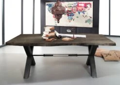 Tavolo Da Pranzo In Legno Di Acacia 220x110x76 Grigio Scuro Laccato IRON LABEL #177 12 Tavolo Da Pranzo In Legno Di Acacia 220x110x76 Grigio Scuro Laccato IRON LABEL #177 -Massivmoebel24 09 108 820 0075 3