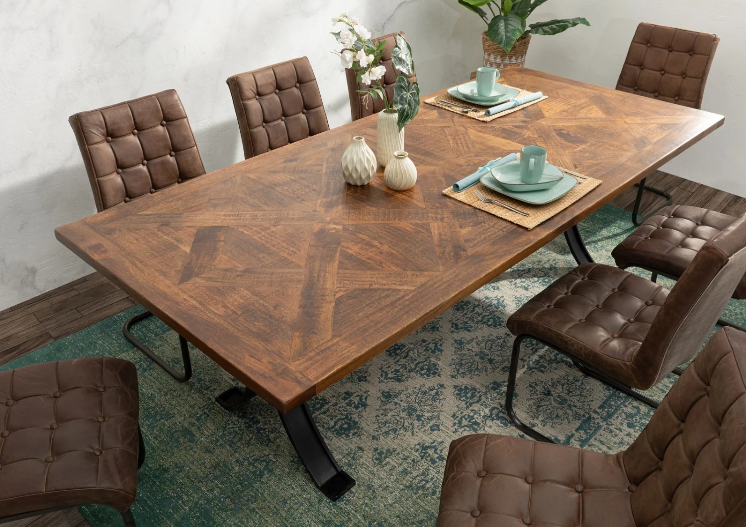 Tavolo Da Pranzo In Legno Di Mango 210x107x76 Marrone Laccato STILMÖBEL #118 4 Tavolo Da Pranzo In Legno Di Mango 210x107x76 Marrone Laccato STILMÖBEL #118 - immagine 2