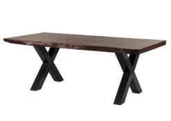 Tavolo Da Pranzo In Legno Acacia - Laccato Marone / Ferro X - Antracite Lucido 180x90x77 FREEFORM 5 -Massivmoebel24 09 108 824 1113 9