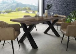 Tavolo Da Pranzo In Legno Acacia - Laccato Grigio / Ferro X - Antracite Lucido 220x90x77 FREEFORM 5