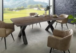 Tavolo Da Pranzo In Legno Acacia - Laccato Grigio / Ferro X - Antracite Lucido 220x90x77 FREEFORM 5 13 Tavolo Da Pranzo In Legno Acacia - Laccato Grigio / Ferro X - Antracite Lucido 220x90x77 FREEFORM 5 -Massivmoebel24 09 108 824 2113 3