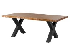 Tavolo Da Pranzo In Legno Acacia - Laccato Natur / Ferro X - Antracite Mat 1800x100x77 FREEFORM 5 -Massivmoebel24 09 108 824 9214 9