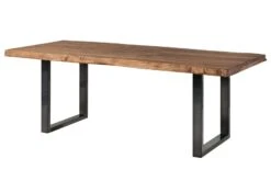 FREEFORM 5 Tavolo Da Pranzo In Legno Di Sheesham - Verniciato Grigio / Gambe In Ferro U Antracite Lucido 240x100 -Massivmoebel24 09 108 834 2103 11