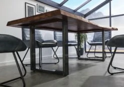 FREEFORM 5 Tavolo Da Pranzo In Legno Di Sheesham - Verniciato Grigio / Gambe In Ferro U Antracite Lucido 240x100 -Massivmoebel24 09 108 834 2103 3