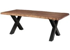 FREEFORM 5 Tavolo Da Pranzo In Legno Di Sheesham - Verniciato Grigio / Gambe In Ferro X Antracite Lucido 200x100 -Massivmoebel24 09 108 834 2113 11 1