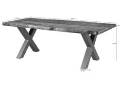 FREEFORM 5 Tavolo Da Pranzo In Legno Di Sheesham - Verniciato Grigio / Gambe In Ferro X Antracite Lucido 180x90 -Massivmoebel24 09 108 834 2113 8