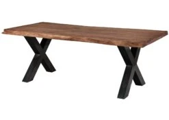 FREEFORM 5 Tavolo Da Pranzo In Legno Di Sheesham - Verniciato Grigio / Gambe In Ferro X Antracite Lucido 200x100 -Massivmoebel24 09 108 834 2113 9 1