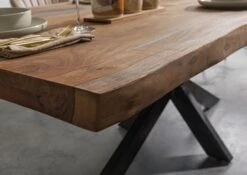 FREEFORM 5 Tavolo Da Pranzo In Legno Di Sheesham - Decapato / Grigio - Gambe Ad X Argento Matt 260x100 15 FREEFORM 5 Tavolo Da Pranzo In Legno Di Sheesham - Decapato / Grigio - Gambe Ad X Argento Matt 260x100 -Massivmoebel24 09 108 834 2123 04 2