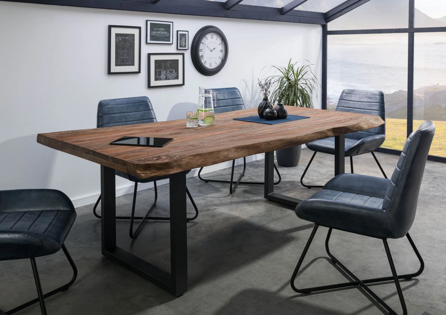 FREEFORM 5 Tavolo Da Pranzo In Legno Di Sheesham - Verniciato Grigio / Gambe In Ferro U Antracite Matt 200x100 3 FREEFORM 5 Tavolo Da Pranzo In Legno Di Sheesham - Verniciato Grigio / Gambe In Ferro U Antracite Matt 200x100