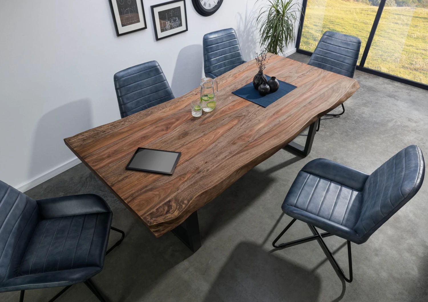 FREEFORM 5 Tavolo Da Pranzo In Legno Di Sheesham - Verniciato Grigio / Gambe In Ferro U Antracite Matt 220x100 4 FREEFORM 5 Tavolo Da Pranzo In Legno Di Sheesham - Verniciato Grigio / Gambe In Ferro U Antracite Matt 220x100 - immagine 2