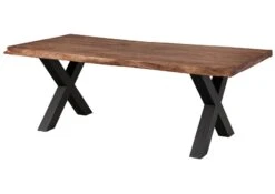 FREEFORM 5 Tavolo Da Pranzo In Legno Di Sheesham - Verniciato Grigio / Gambe In Ferro X Antracite Matt 180x90 -Massivmoebel24 09 108 834 2213 11