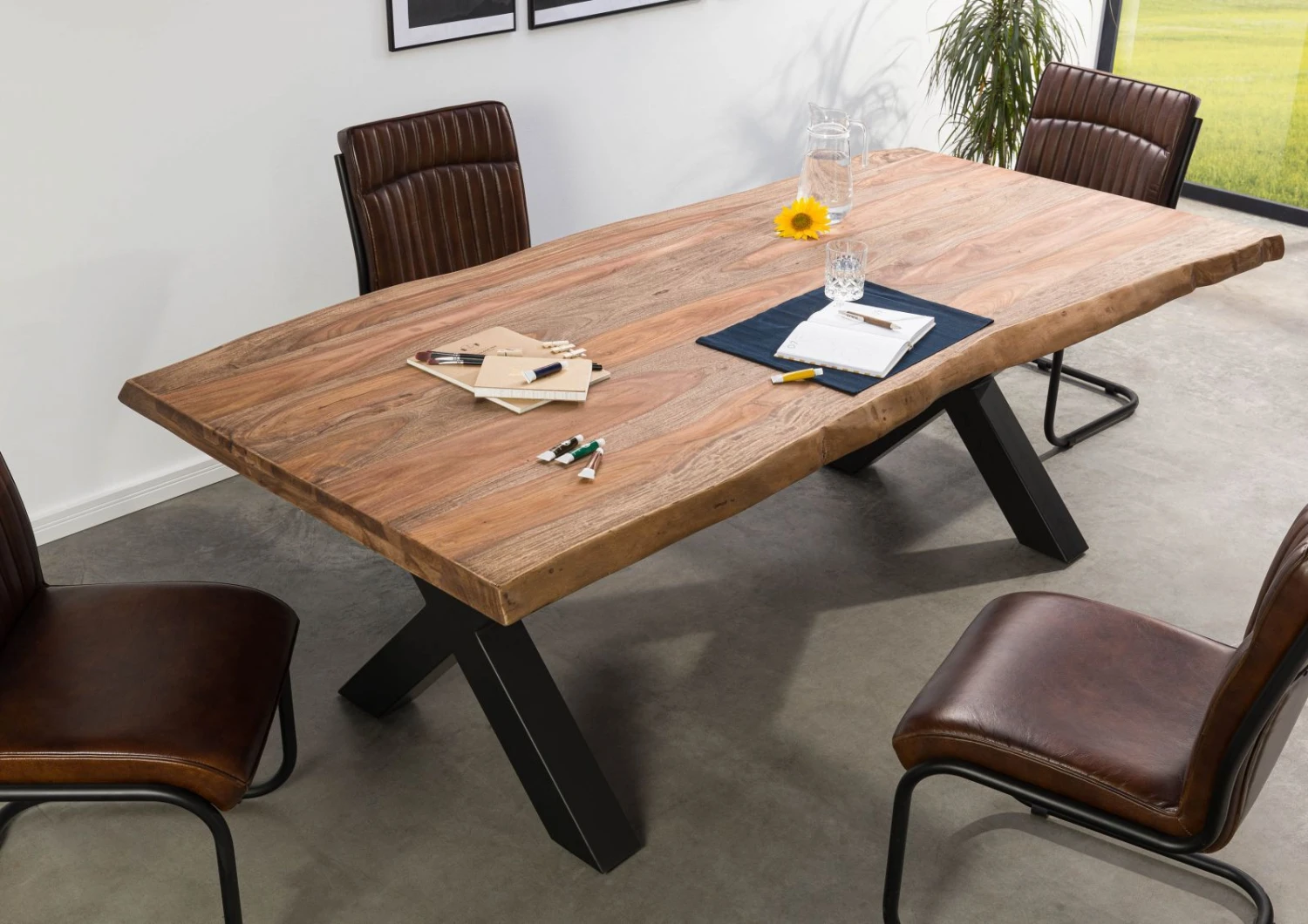 FREEFORM 5 Tavolo Da Pranzo In Legno Di Sheesham - Verniciato Grigio / Gambe In Ferro X Antracite Matt 220x100 4 FREEFORM 5 Tavolo Da Pranzo In Legno Di Sheesham - Verniciato Grigio / Gambe In Ferro X Antracite Matt 220x100 - immagine 2