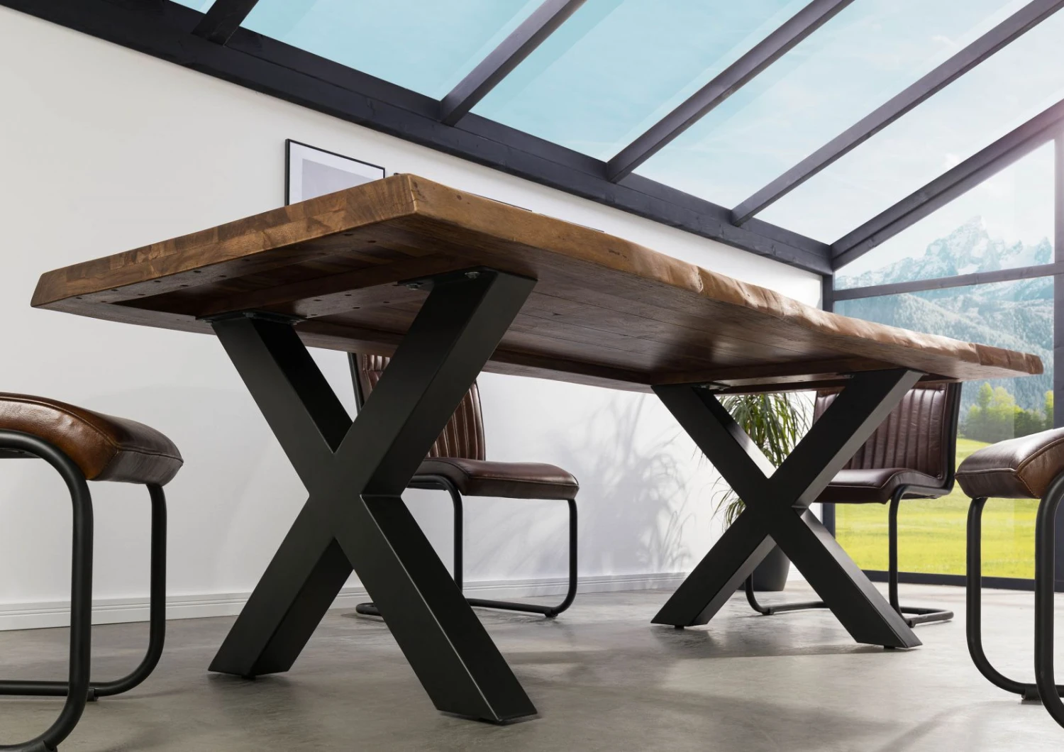 FREEFORM 5 Tavolo Da Pranzo In Legno Di Sheesham - Verniciato Grigio / Gambe In Ferro X Antracite Matt 220x100 5 FREEFORM 5 Tavolo Da Pranzo In Legno Di Sheesham - Verniciato Grigio / Gambe In Ferro X Antracite Matt 220x100 - immagine 3