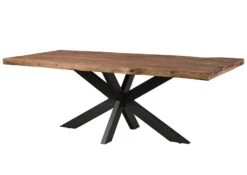 FREEFORM 5 Tavolo Da Pranzo In Legno Di Sheesham - Decapato / Grigio - Gambe Ad X Argento Matt 220x100 -Massivmoebel24 09 108 834 2223 09