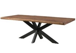 FREEFORM 5 Tavolo Da Pranzo In Legno Di Sheesham - Decapato / Grigio - Gambe Ad X Argento Matt 220x100 -Massivmoebel24 09 108 834 2223 10