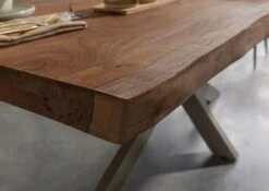 FREEFORM 5 Tavolo Da Pranzo In Legno Di Sheesham - Decapato / Grigio - Gambe Ad X Antracite Matt 220x100 -Massivmoebel24 09 108 834 2923 04 2