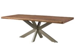 FREEFORM 5 Tavolo Da Pranzo In Legno Di Sheesham - Decapato / Grigio - Gambe Ad X Antracite Matt 220x100 -Massivmoebel24 09 108 834 2923 10 2