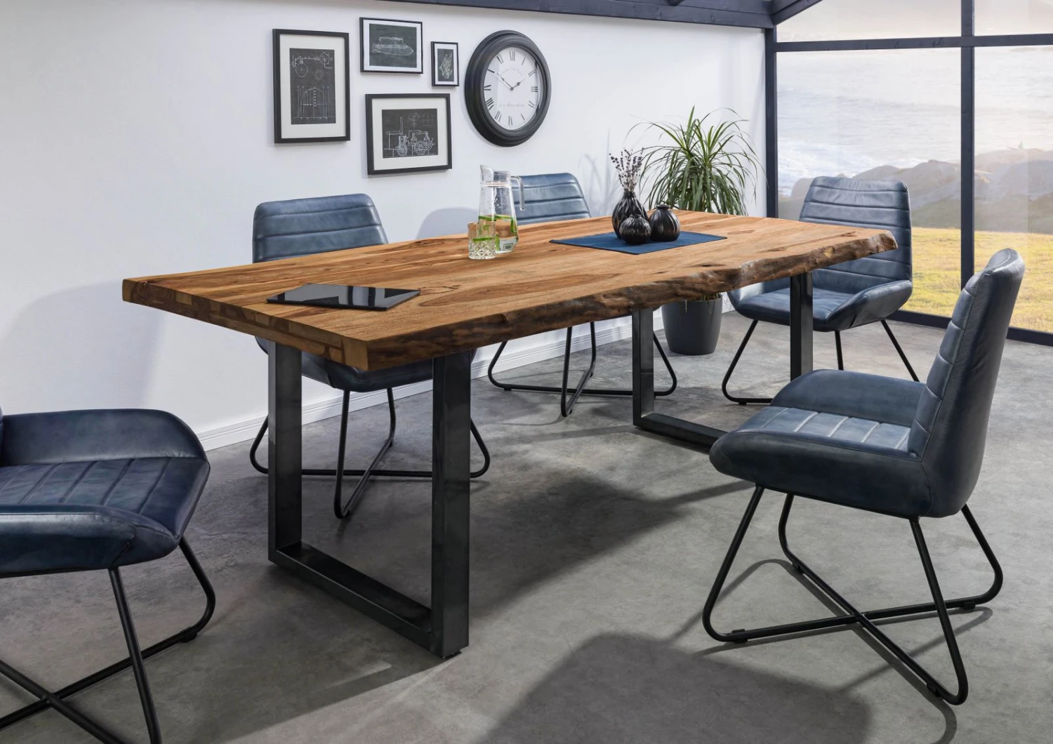 FREEFORM 5 Tavolo Da Pranzo In Legno Di Sheesham - Sabbiato Natur / Gambe In Ferro U Antracite Lucido 180x90 3 FREEFORM 5 Tavolo Da Pranzo In Legno Di Sheesham - Sabbiato Natur / Gambe In Ferro U Antracite Lucido 180x90