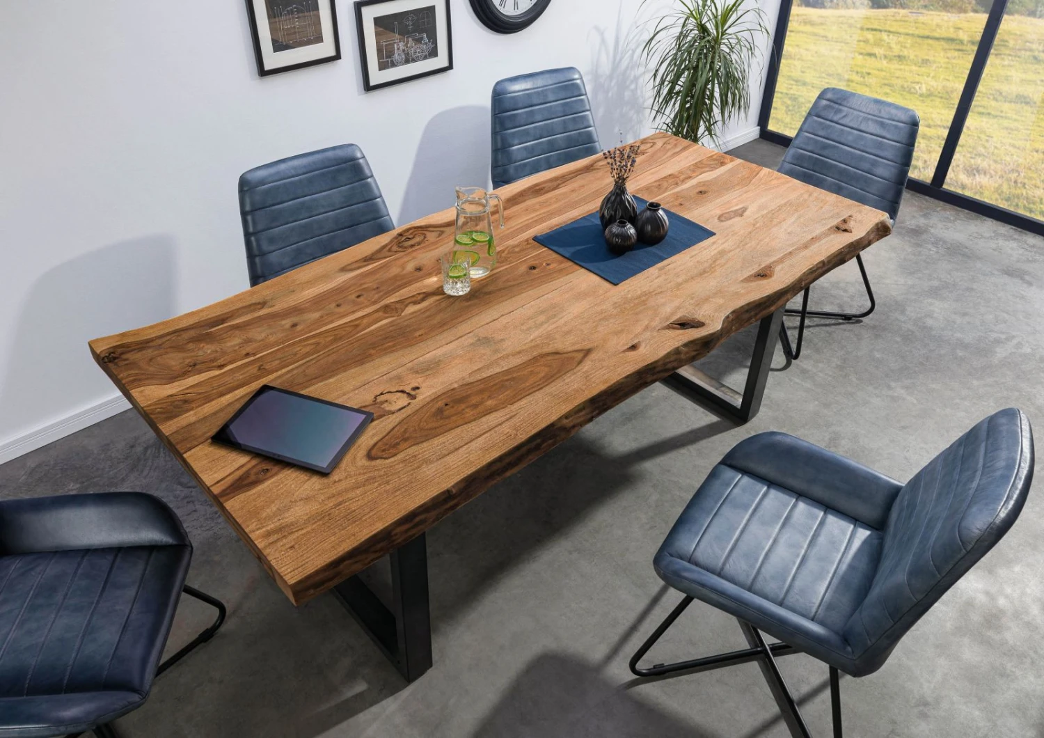 FREEFORM 5 Tavolo Da Pranzo In Legno Di Sheesham - Sabbiato Natur / Gambe In Ferro U Antracite Lucido 180x90 4 FREEFORM 5 Tavolo Da Pranzo In Legno Di Sheesham - Sabbiato Natur / Gambe In Ferro U Antracite Lucido 180x90 - immagine 2