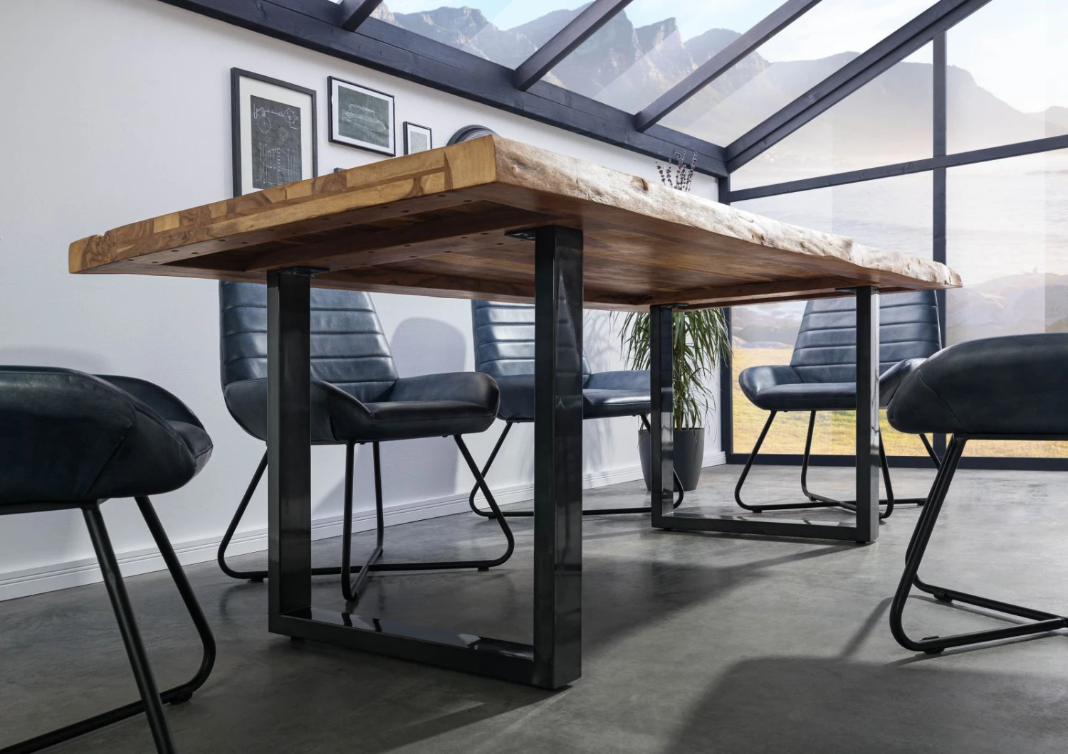 FREEFORM 5 Tavolo Da Pranzo In Legno Di Sheesham - Sabbiato Natur / Gambe In Ferro U Antracite Lucido 180x90 5 FREEFORM 5 Tavolo Da Pranzo In Legno Di Sheesham - Sabbiato Natur / Gambe In Ferro U Antracite Lucido 180x90 - immagine 3