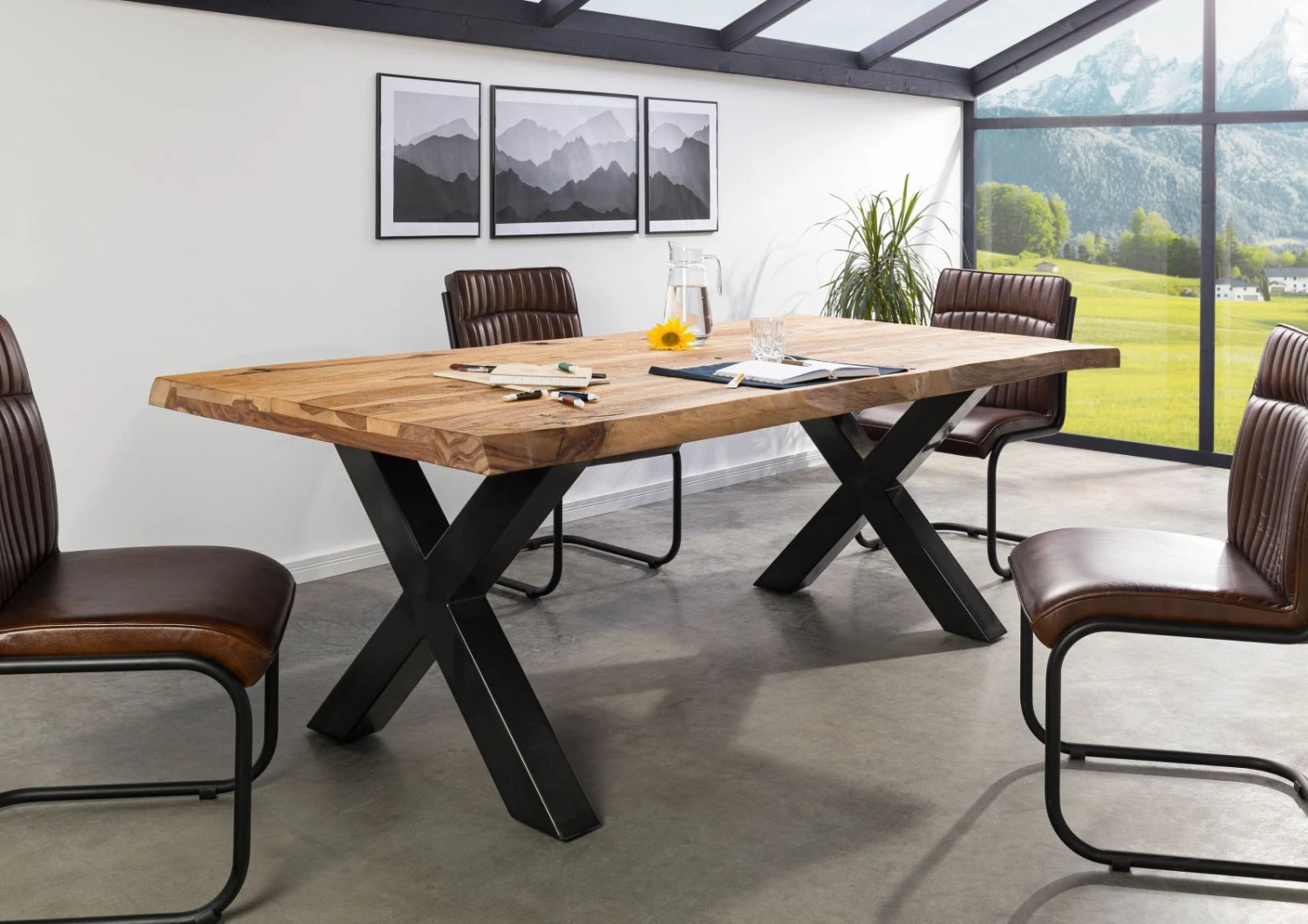 FREEFORM 5 Tavolo Da Pranzo In Legno Di Sheesham - Sabbiato Natur / Gambe In Ferro X Antracite Lucido 180x90 3 FREEFORM 5 Tavolo Da Pranzo In Legno Di Sheesham - Sabbiato Natur / Gambe In Ferro X Antracite Lucido 180x90