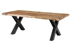 FREEFORM 5 Tavolo Da Pranzo In Legno Di Sheesham - Sabbiato Natur / Gambe In Ferro X Antracite Lucido 200x100 -Massivmoebel24 09 108 834 3113 9 2