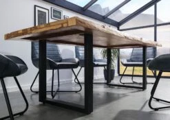 FREEFORM 5 Tavolo Da Pranzo In Legno Di Sheesham - Sabbiato Natur / Gambe In Ferro U Antracite Matt 260x100 -Massivmoebel24 09 108 834 3203 3 2