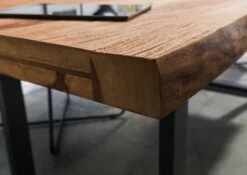 FREEFORM 5 Tavolo Da Pranzo In Legno Di Sheesham - Sabbiato Natur / Gambe In Ferro U Antracite Matt 220x100 -Massivmoebel24 09 108 834 3203 6