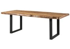 FREEFORM 5 Tavolo Da Pranzo In Legno Di Sheesham - Sabbiato Natur / Gambe In Ferro U Antracite Matt 180x90 -Massivmoebel24 09 108 834 3203 9 1