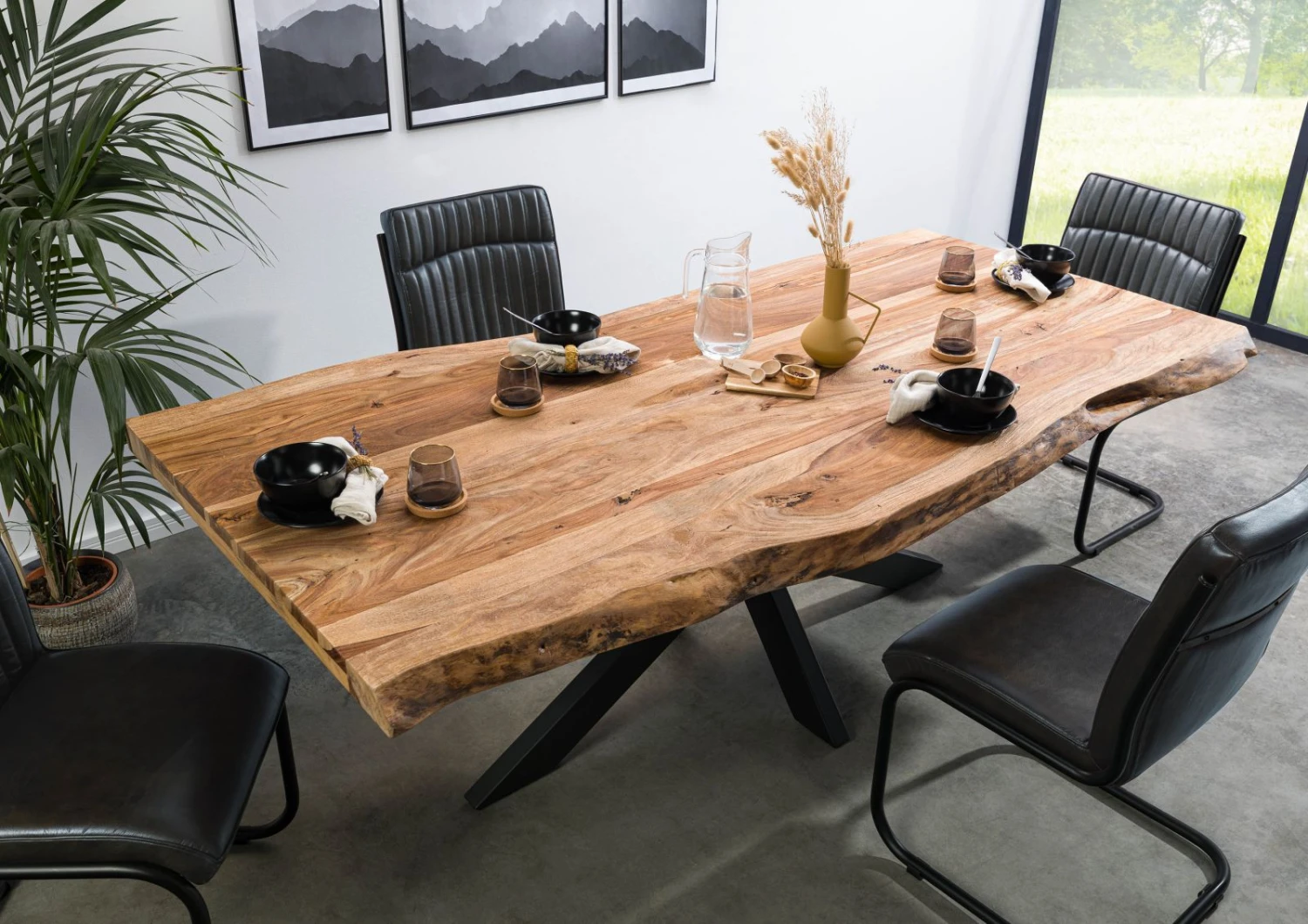 FREEFORM 5 Tavolo Da Pranzo In Legno Di Sheesham - Sabbiato Natur / Gambe Incrociate Antracite Matt 240x100 4 FREEFORM 5 Tavolo Da Pranzo In Legno Di Sheesham - Sabbiato Natur / Gambe Incrociate Antracite Matt 240x100 - immagine 2