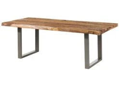 FREEFORM 5 Tavolo Da Pranzo In Legno Di Sheesham - Sabbiato Natur / Gambe In Ferro U Argento Matt 260x100 -Massivmoebel24 09 108 834 3903 11