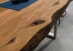 FREEFORM 5 Tavolo Da Pranzo In Legno Di Sheesham - Sabbiato Natur / Gambe In Ferro U Argento Matt 260x100 -Massivmoebel24 09 108 834 3903 5